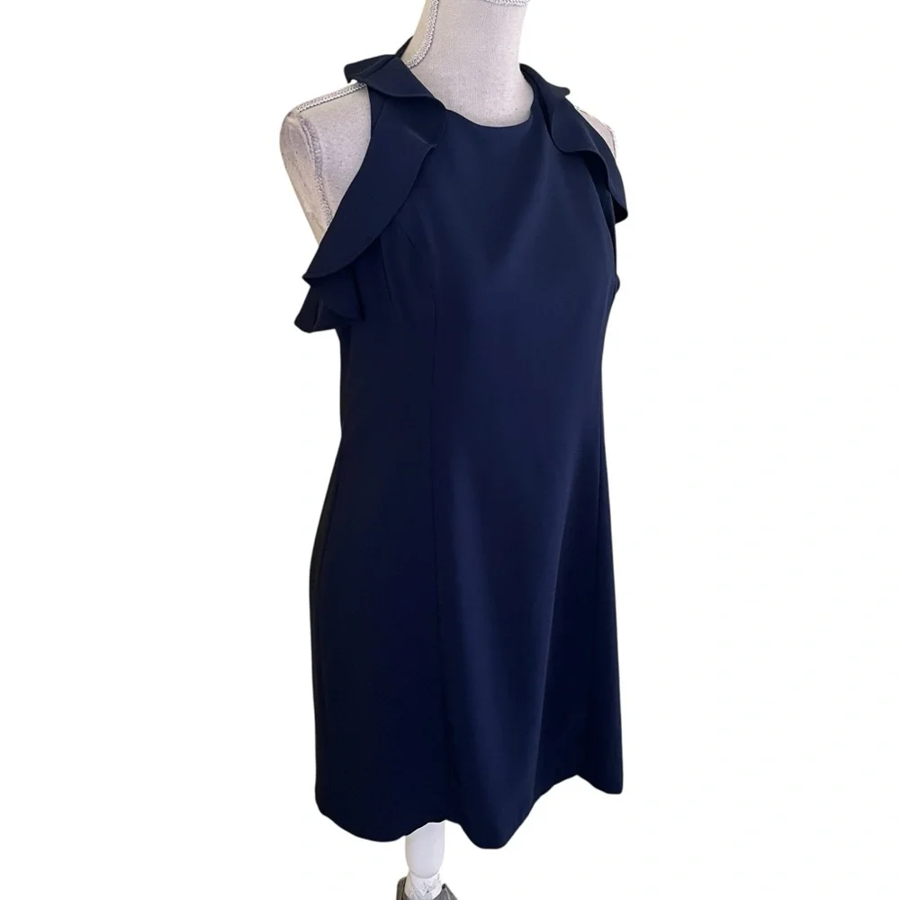 Lilly Pulitzer Navy BlueCrepe Sleeveless Flounce Lace Yoke Britnee Dress 6 - Picture 5 of 12